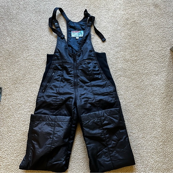 Ski Moves Vintage Pants - SKI MOVES Vintage Women Medium Black Dungarees Trail Bib Pants Inseam 29"